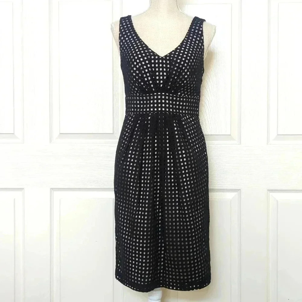 David Lawrence Circle Black Textured Dress